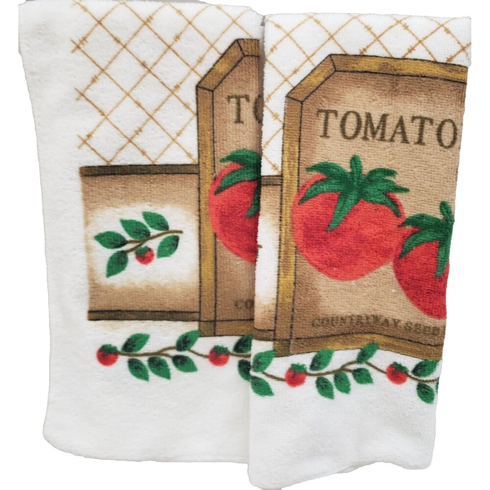 Set of 2 Same Microfiber Towels (15"x25") TOMATOES,COUNTRYWAY SEED, Smart Home
